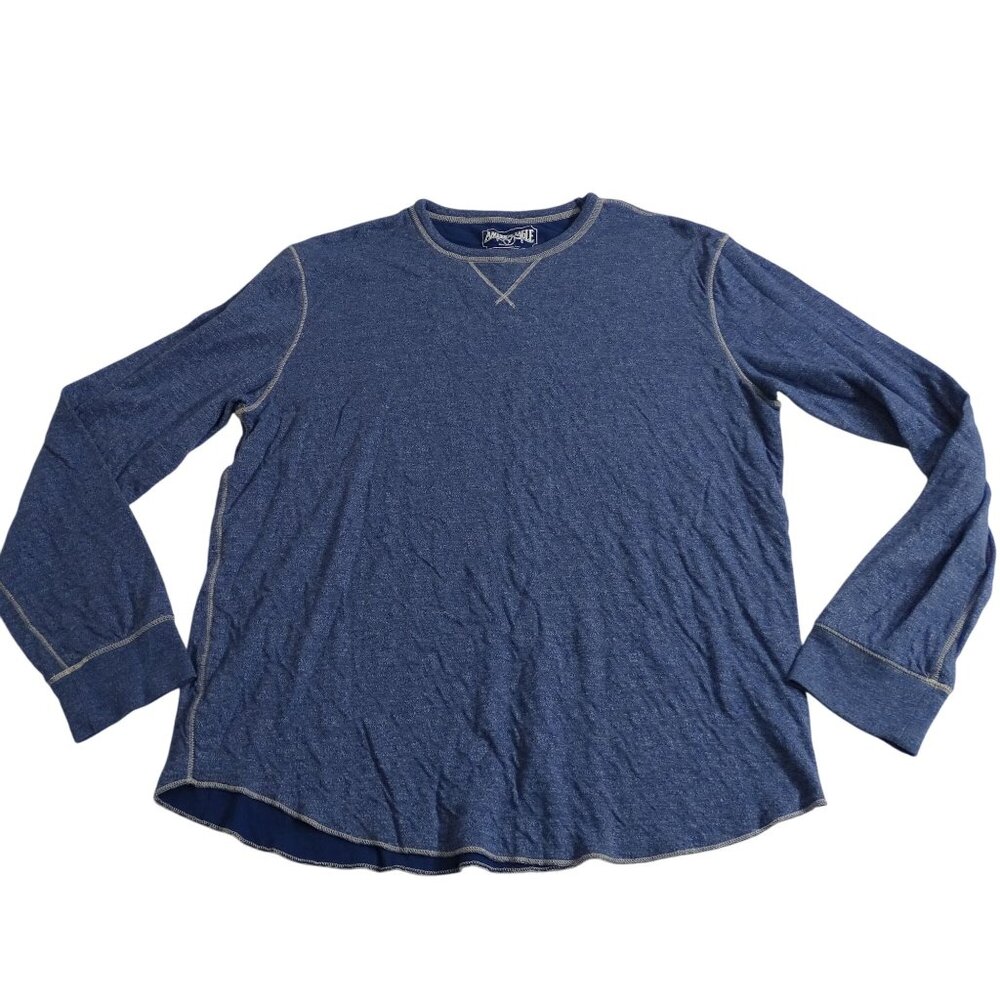 American Eagle Mens Long Sleeve Crew Neck Shirt Size M Blue Space Dye Casual